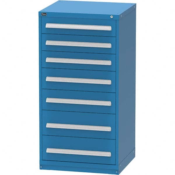 Vidmar - 7 Drawer Bright Blue Steel Modular Storage Cabinet - Exact Industrial Supply