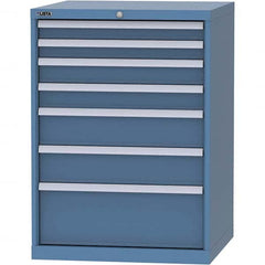 LISTA - 7 Drawer, 45 Compartment Bright Blue Steel Modular Storage Cabinet - Exact Industrial Supply