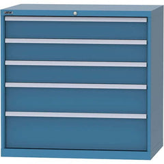 LISTA - 4 Drawer, 99 Compartment Bright Blue Steel Modular Storage Cabinet - Exact Industrial Supply