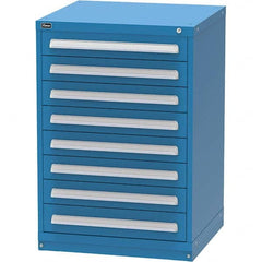 Vidmar - 8 Drawer Bright Blue Steel Modular Storage Cabinet - Exact Industrial Supply