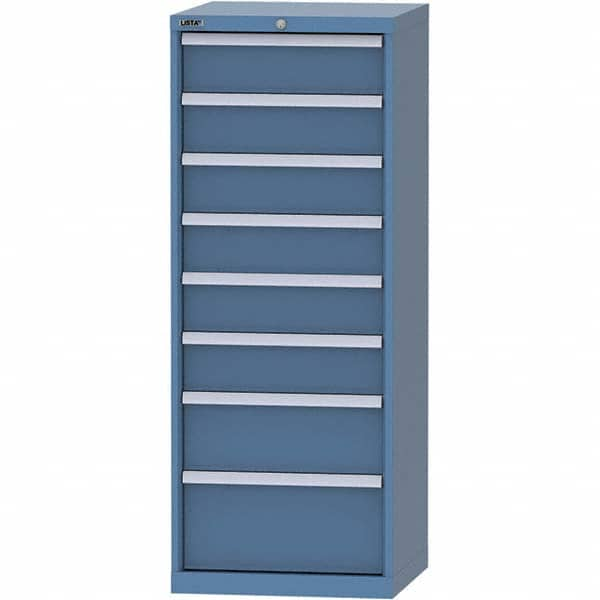 LISTA - 8 Drawer, 84 Compartment Bright Blue Steel Modular Storage Cabinet - Exact Industrial Supply