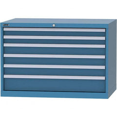 LISTA - 6 Drawer, 84 Compartment Bright Blue Steel Modular Storage Cabinet - Exact Industrial Supply