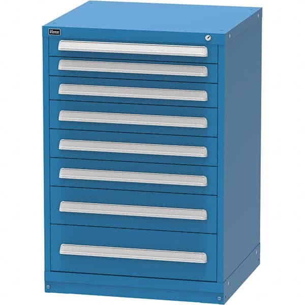 Vidmar - 8 Drawer Bright Blue Steel Modular Storage Cabinet - Exact Industrial Supply