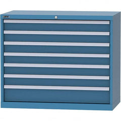 LISTA - 7 Drawer, 84 Compartment Bright Blue Steel Modular Storage Cabinet - Exact Industrial Supply