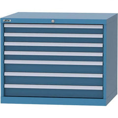 LISTA - 7 Drawer, 84 Compartment Bright Blue Steel Modular Storage Cabinet - Exact Industrial Supply