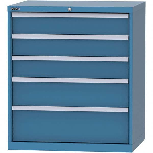 LISTA - 5 Drawer, 84 Compartment Bright Blue Steel Modular Storage Cabinet - Exact Industrial Supply