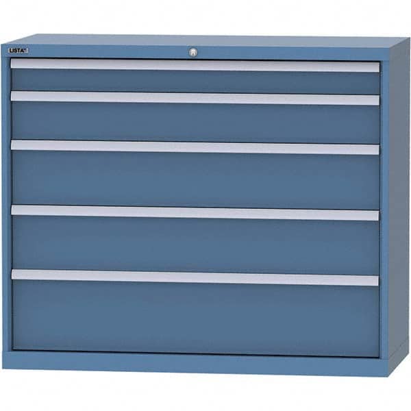 LISTA - 5 Drawer, 99 Compartment Bright Blue Steel Modular Storage Cabinet - Exact Industrial Supply