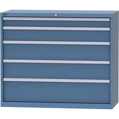 LISTA - 5 Drawer, 99 Compartment Bright Blue Steel Modular Storage Cabinet - Exact Industrial Supply