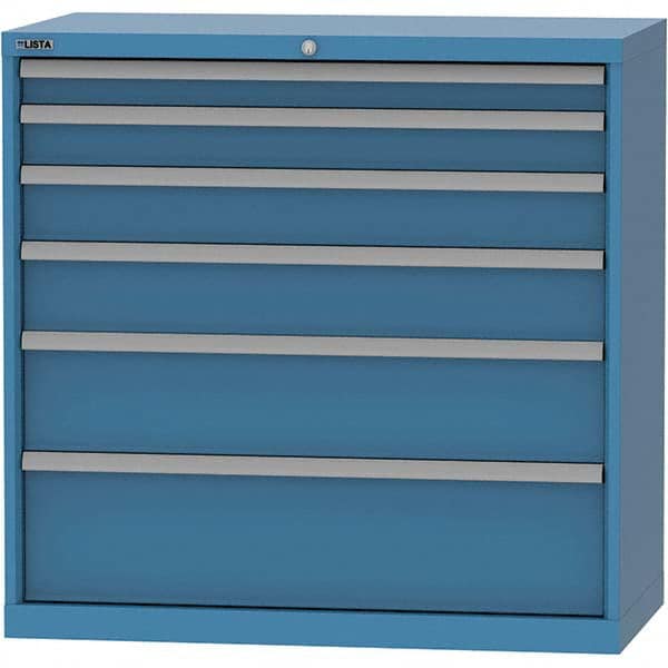 LISTA - 6 Drawer, 84 Compartment Bright Blue Steel Modular Storage Cabinet - Exact Industrial Supply