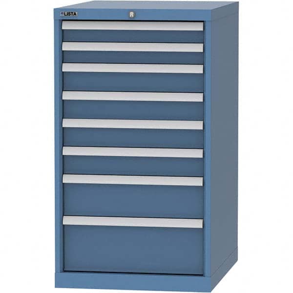 LISTA - 8 Drawer, 99 Compartment Bright Blue Steel Modular Storage Cabinet - Exact Industrial Supply