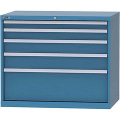 LISTA - 5 Drawer, 99 Compartment Bright Blue Steel Modular Storage Cabinet - Exact Industrial Supply