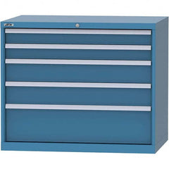 LISTA - 5 Drawer, 99 Compartment Bright Blue Steel Modular Storage Cabinet - Exact Industrial Supply