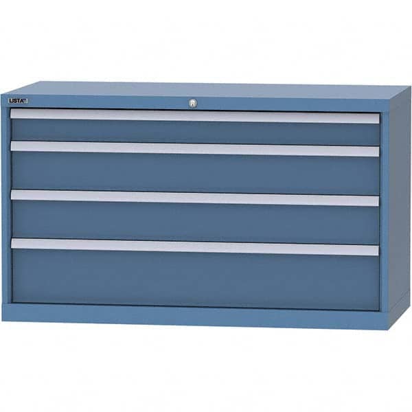 LISTA - 4 Drawer, 99 Compartment Bright Blue Steel Modular Storage Cabinet - Exact Industrial Supply