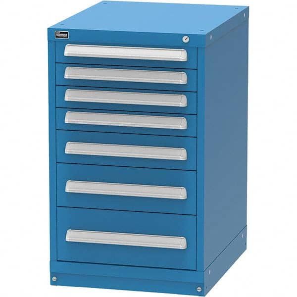 Vidmar - 7 Drawer, 45 Compartment Bright Blue Steel Modular Storage Cabinet - Exact Industrial Supply