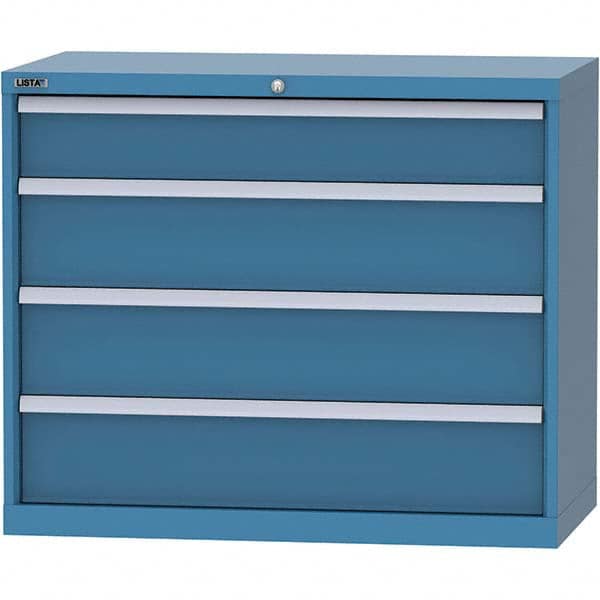 LISTA - 4 Drawer, 84 Compartment Bright Blue Steel Modular Storage Cabinet - Exact Industrial Supply