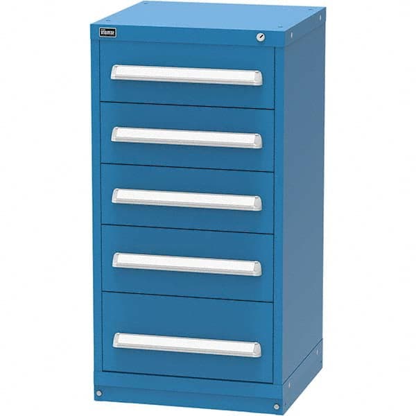 Vidmar - 5 Drawer Bright Blue Steel Modular Storage Cabinet - Exact Industrial Supply