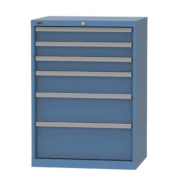 LISTA - 5 Drawer, 124 Compartment Bright Blue Steel Modular Storage Cabinet - Exact Industrial Supply