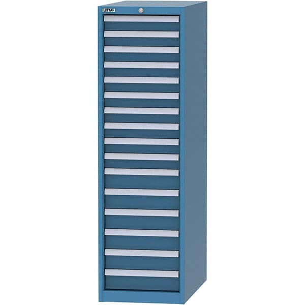 LISTA - 16 Drawer, 45 Compartment Bright Blue Steel Modular Storage Cabinet - Exact Industrial Supply