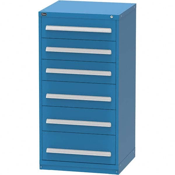 Vidmar - 6 Drawer Bright Blue Steel Modular Storage Cabinet - Exact Industrial Supply