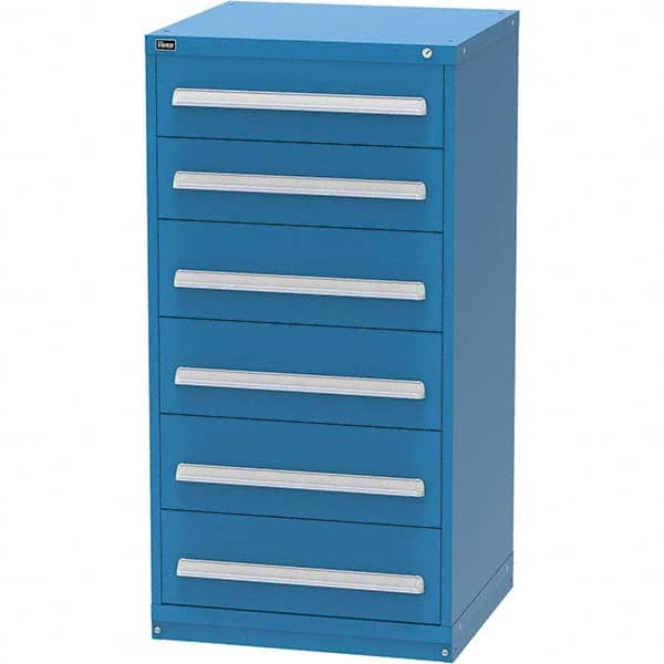 Vidmar - 6 Drawer, 344 Compartment Bright Blue Steel Modular Storage Cabinet - Exact Industrial Supply