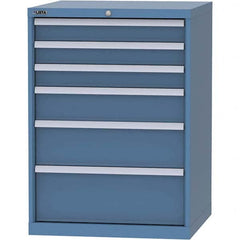 LISTA - 6 Drawer, 45 Compartment Bright Blue Steel Modular Storage Cabinet - Exact Industrial Supply