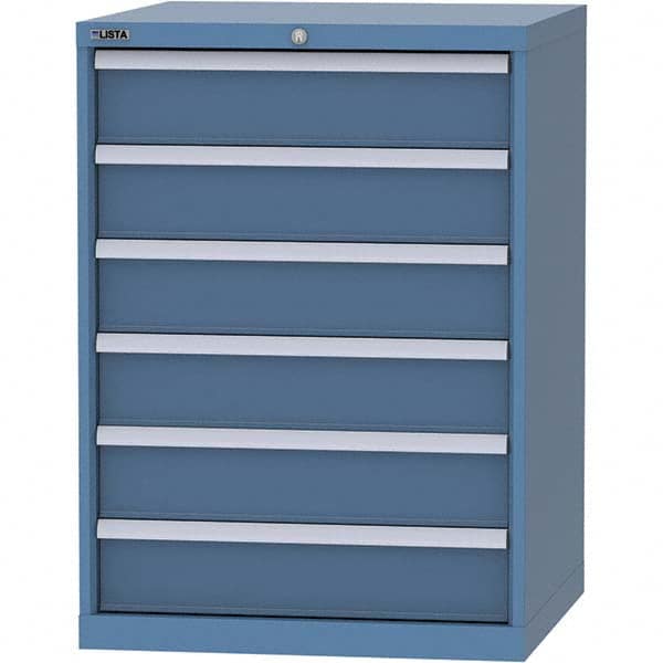 LISTA - 6 Drawer, 45 Compartment Bright Blue Steel Modular Storage Cabinet - Exact Industrial Supply