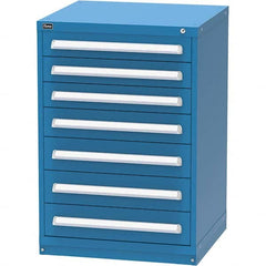 Vidmar - 7 Drawer, 124 Compartment Bright Blue Steel Modular Storage Cabinet - Exact Industrial Supply