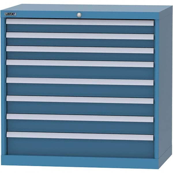 LISTA - 8 Drawer, 84 Compartment Bright Blue Steel Modular Storage Cabinet - Exact Industrial Supply