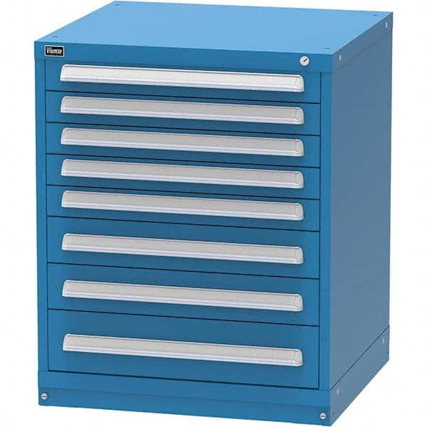 Vidmar - 8 Drawer Bright Blue Steel Modular Storage Cabinet - Exact Industrial Supply