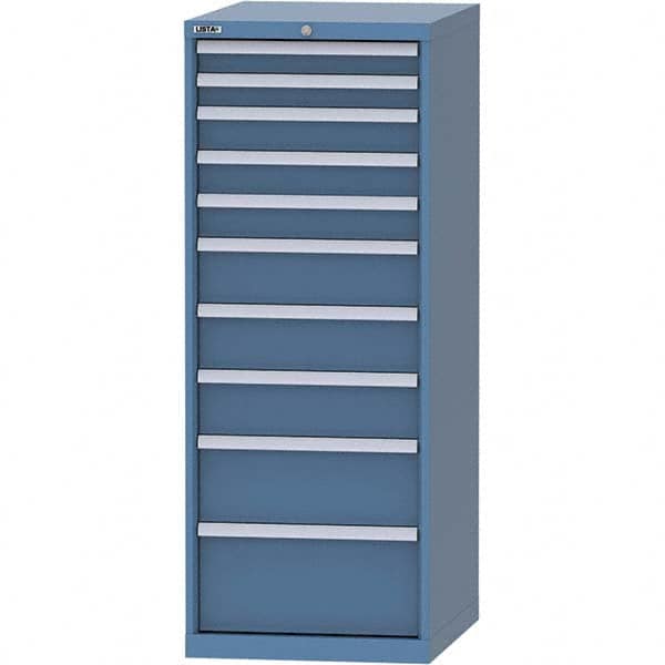 LISTA - 10 Drawer, 99 Compartment Bright Blue Steel Modular Storage Cabinet - Exact Industrial Supply