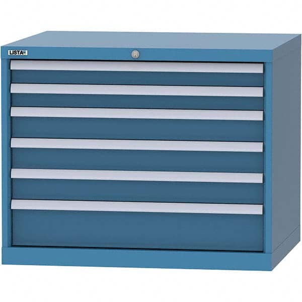 LISTA - 6 Drawer, 84 Compartment Bright Blue Steel Modular Storage Cabinet - Exact Industrial Supply