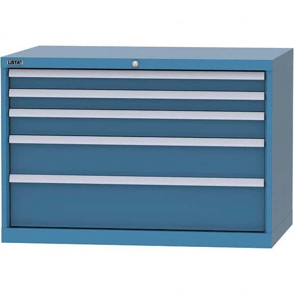 LISTA - 5 Drawer, 84 Compartment Bright Blue Steel Modular Storage Cabinet - Exact Industrial Supply