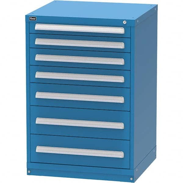 Vidmar - 7 Drawer, 45 Compartment Bright Blue Steel Modular Storage Cabinet - Exact Industrial Supply