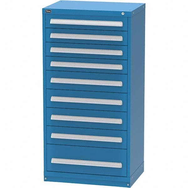 Vidmar - 9 Drawer, 45 Compartment Bright Blue Steel Modular Storage Cabinet - Exact Industrial Supply