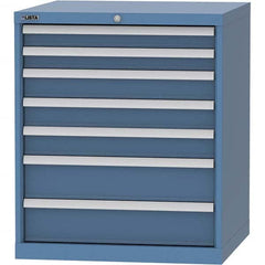 LISTA - 7 Drawer, 45 Compartment Bright Blue Steel Modular Storage Cabinet - Exact Industrial Supply