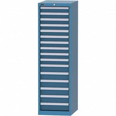 LISTA - 16 Drawer, 45 Compartment Bright Blue Steel Modular Storage Cabinet - Exact Industrial Supply