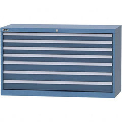 LISTA - 7 Drawer, 99 Compartment Bright Blue Steel Modular Storage Cabinet - Exact Industrial Supply