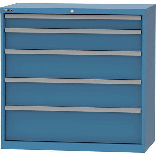 LISTA - 5 Drawer, 84 Compartment Bright Blue Steel Modular Storage Cabinet - Exact Industrial Supply