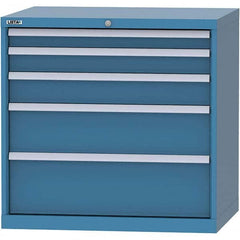 LISTA - 5 Drawer, 84 Compartment Bright Blue Steel Modular Storage Cabinet - Exact Industrial Supply