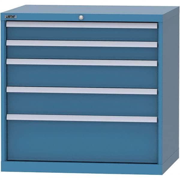 LISTA - 5 Drawer, 84 Compartment Bright Blue Steel Modular Storage Cabinet - Exact Industrial Supply