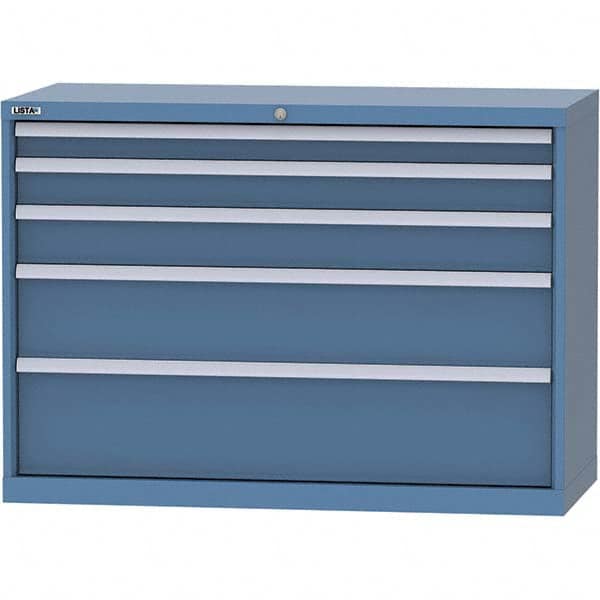 LISTA - 5 Drawer, 99 Compartment Bright Blue Steel Modular Storage Cabinet - Exact Industrial Supply