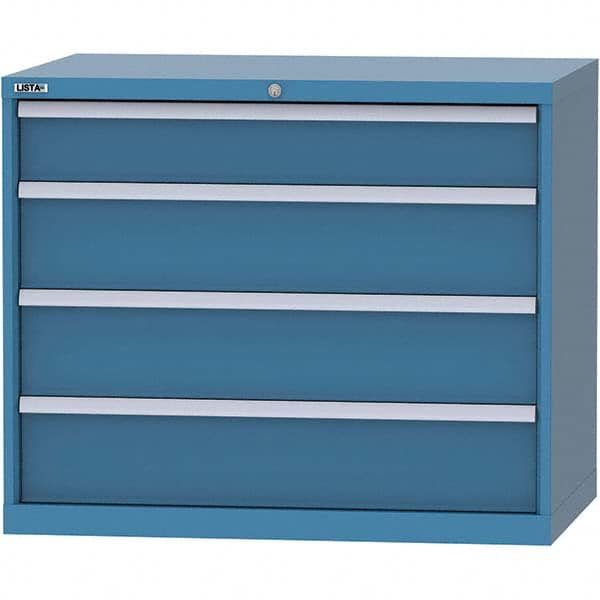 LISTA - 4 Drawer, 99 Compartment Bright Blue Steel Modular Storage Cabinet - Exact Industrial Supply