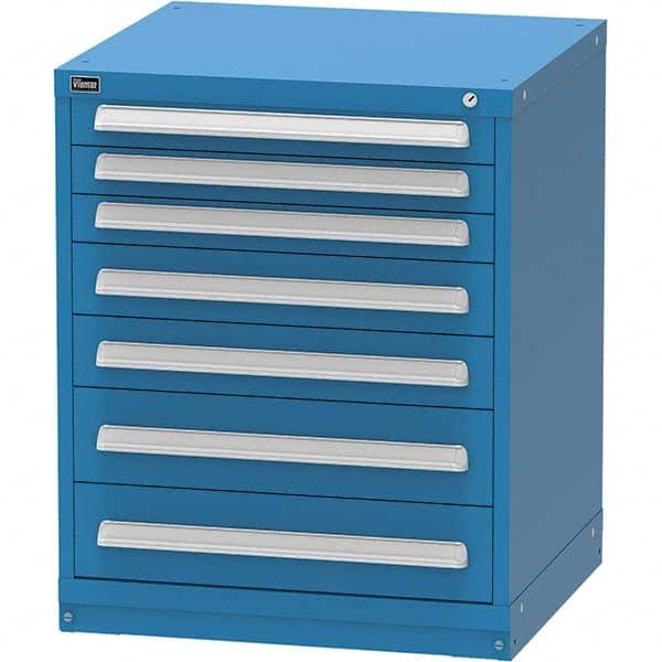 Vidmar - 7 Drawer Bright Blue Steel Modular Storage Cabinet - Exact Industrial Supply