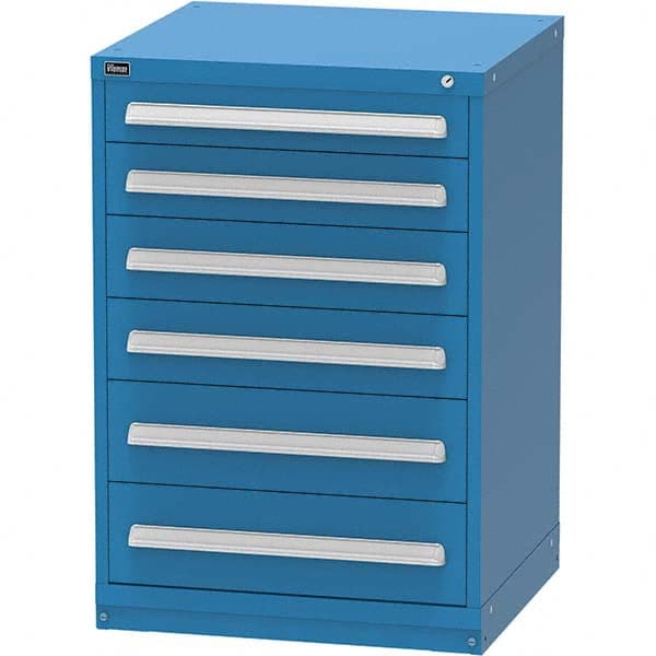 Vidmar - 6 Drawer Bright Blue Steel Modular Storage Cabinet - Exact Industrial Supply