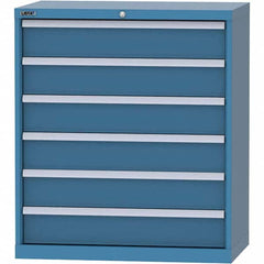 LISTA - 6 Drawer, 84 Compartment Bright Blue Steel Modular Storage Cabinet - Exact Industrial Supply