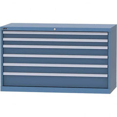 LISTA - 6 Drawer, 99 Compartment Bright Blue Steel Modular Storage Cabinet - Exact Industrial Supply