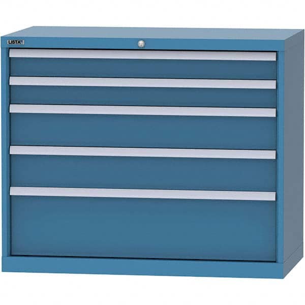 LISTA - 5 Drawer, 84 Compartment Bright Blue Steel Modular Storage Cabinet - Exact Industrial Supply