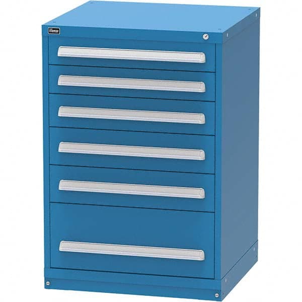 Vidmar - 6 Drawer, 60 Compartment Bright Blue Steel Modular Storage Cabinet - Exact Industrial Supply