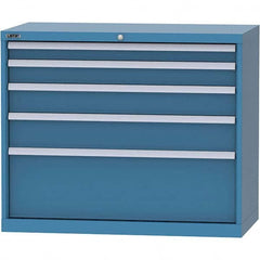 LISTA - 5 Drawer, 84 Compartment Bright Blue Steel Modular Storage Cabinet - Exact Industrial Supply