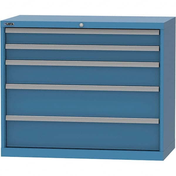 LISTA - 5 Drawer, 84 Compartment Bright Blue Steel Modular Storage Cabinet - Exact Industrial Supply